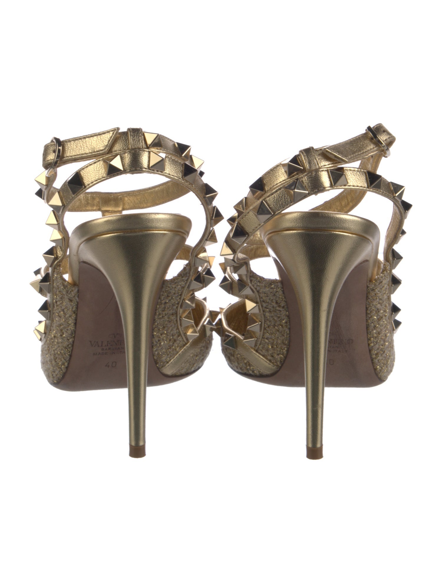 Valentino Rockstud Accents Leather T-Strap Pumps